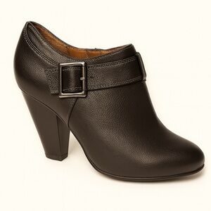 Eurosoft by Soffi Black Ankle Boots Size 8 | Buckle Detail 2.5” Heel Zip Closure